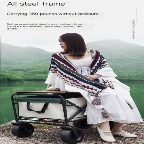 Portable Camping Cart,Beach Trolley Cart for Camping and Picnics Off Road Wheels Folding Design Small Pull Cart for Outdoor Activities Outdoor Camping Equipment(A)