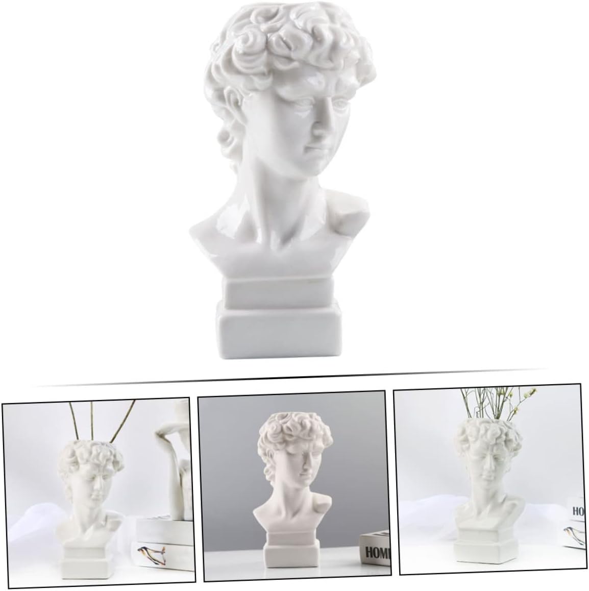 PRETYZOOM 1pc Ceramic David Head Vase Statue Planter Greek Style Flower Pot Home Decor