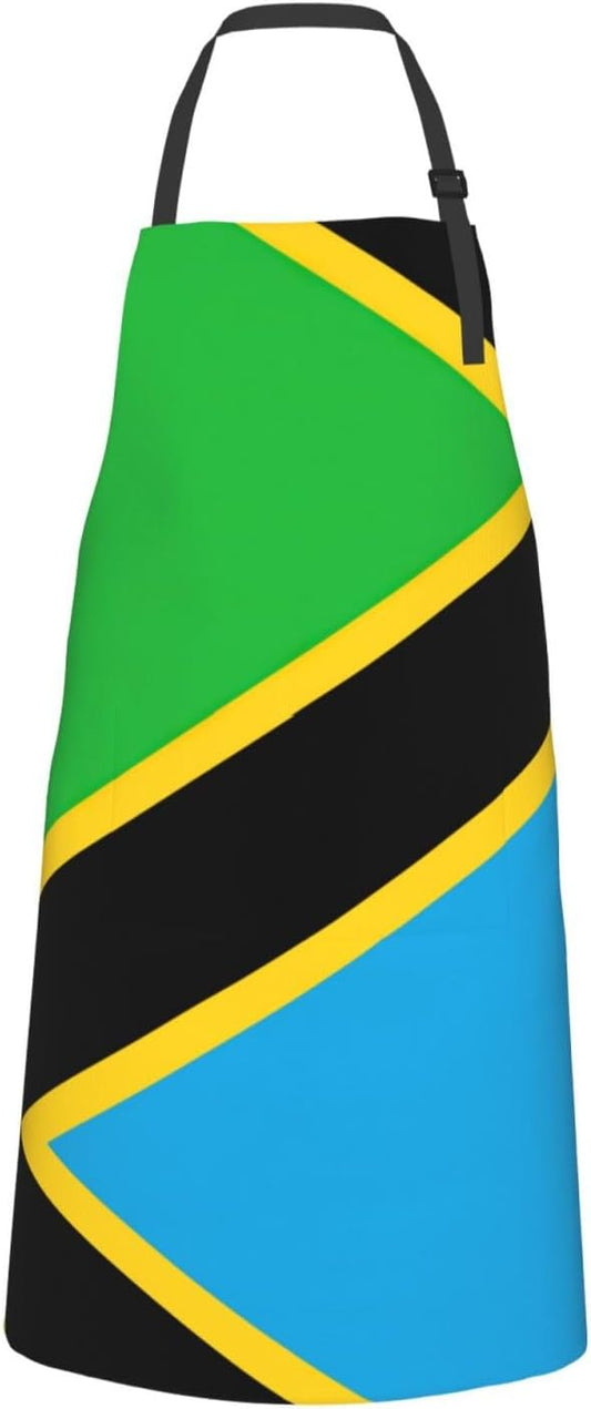 Tanzania Flag print Waterproof chef's apron with pocket apron for kitchen cooking baking barbecue and gardening