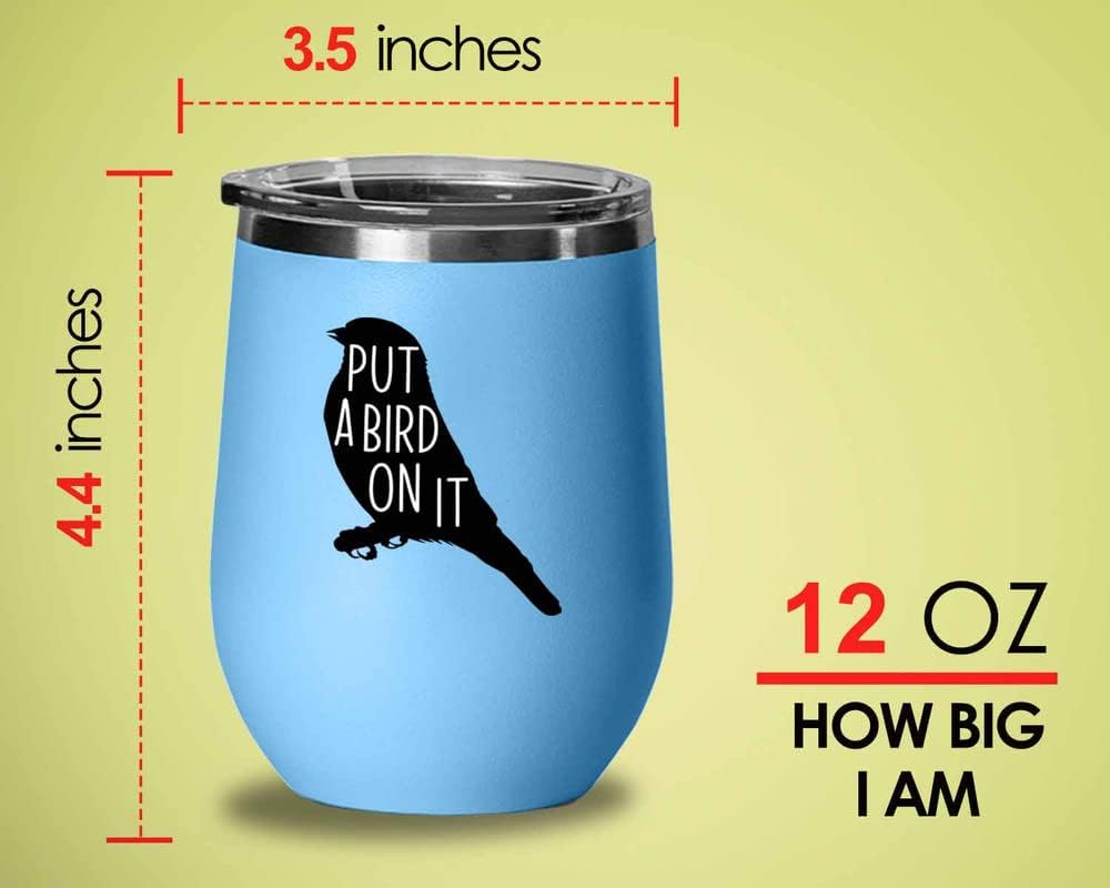 Bird Lover Blue Edition Wine Tumbler 12oz - Put a bird on it - Hummingbird Nest Cage Parrot Dad Gardening Outdoor Birdwatcher Feeder