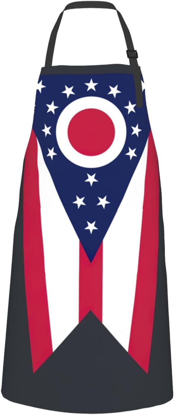 Ohio State Flag print Waterproof chef's apron with pocket apron for kitchen cooking baking barbecue and gardening