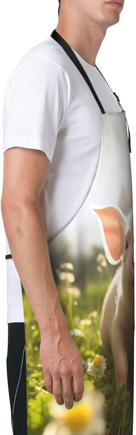 piggy print Waterproof apron with pocket adjustable cooking apron for adult kitchen bibs to bake