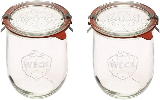 Weck Tulip Jars 1 Liter - Large Sour Dough Starter Jars with Wide Mout
