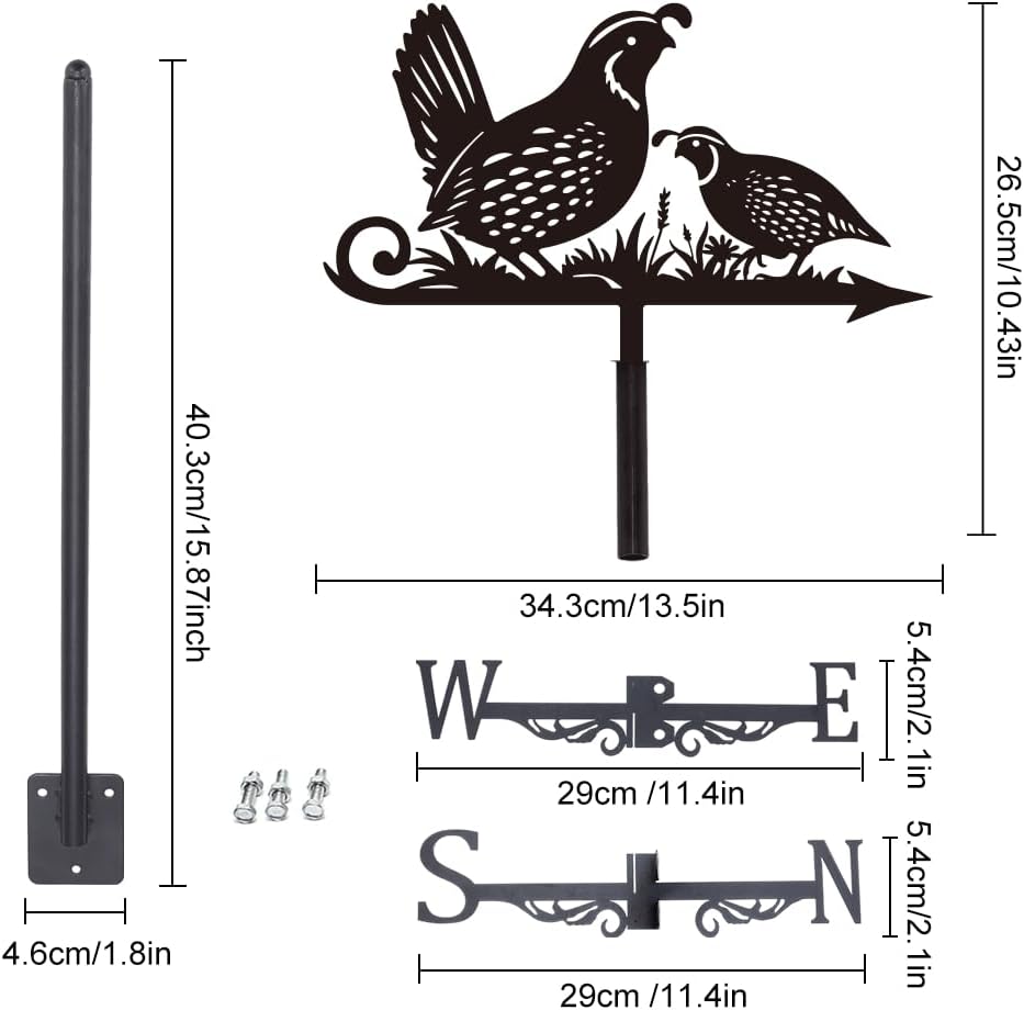 SUPERDANT Quail Weather Vane Animal Birds Wind Vanes for Yard Metal We