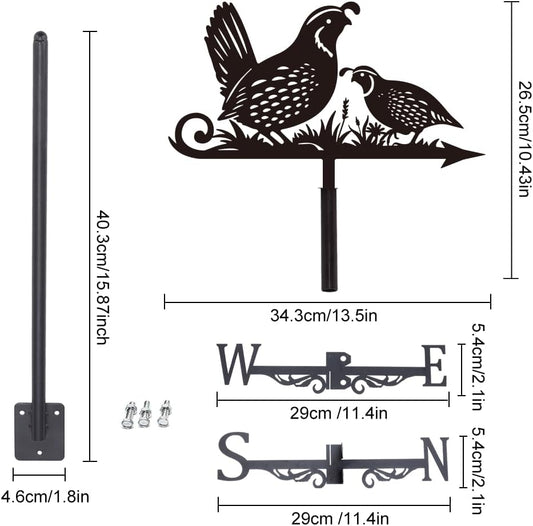 SUPERDANT Quail Weather Vane Animal Birds Wind Vanes for Yard Metal Weathervane Roof Mount for Gardens Outside Black Weathervanes Farmhouse Farm Barn Sheds Patio Decorations Gift