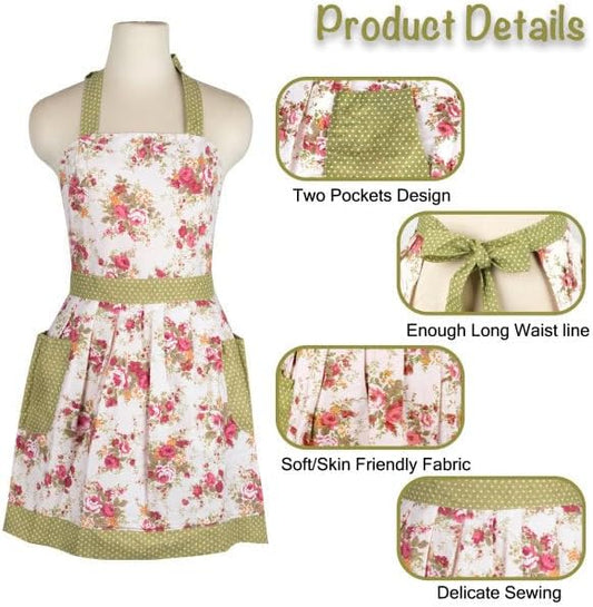 NEOVIVA Kitchen Aprons for Women with Pockets,Cooking Aprons for Women