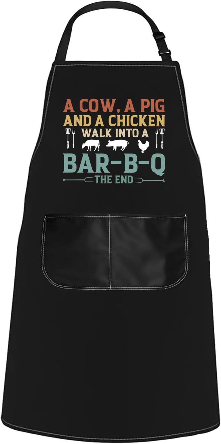 WCGXKO Cow Pig Chicken Walk Bar-B-Q BBQ Barbecue Grilling Kitchen Apron Baking BBQ Gift