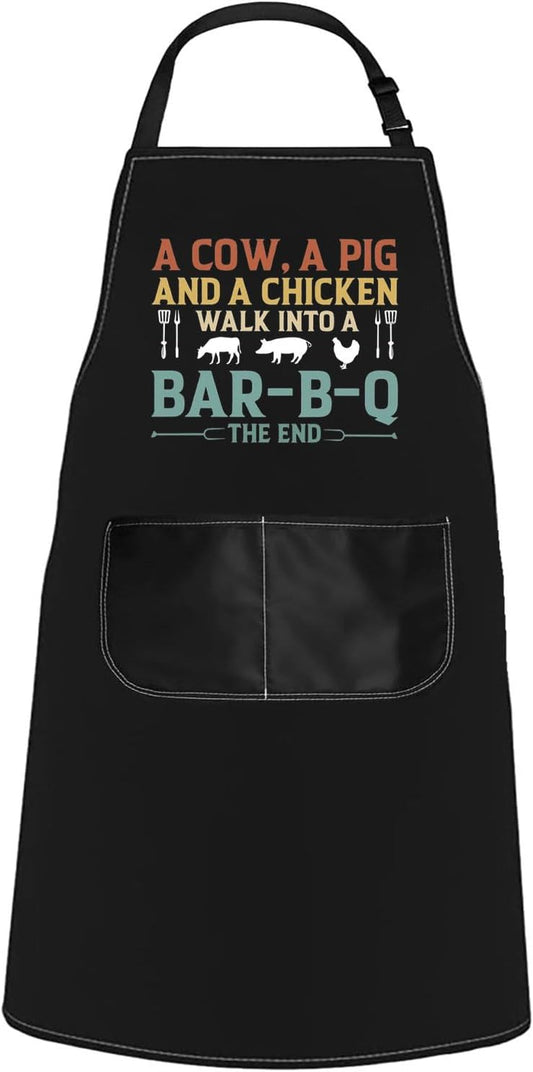 WCGXKO Cow Pig Chicken Walk Bar-B-Q BBQ Barbecue Grilling Kitchen Apron Baking BBQ Gift