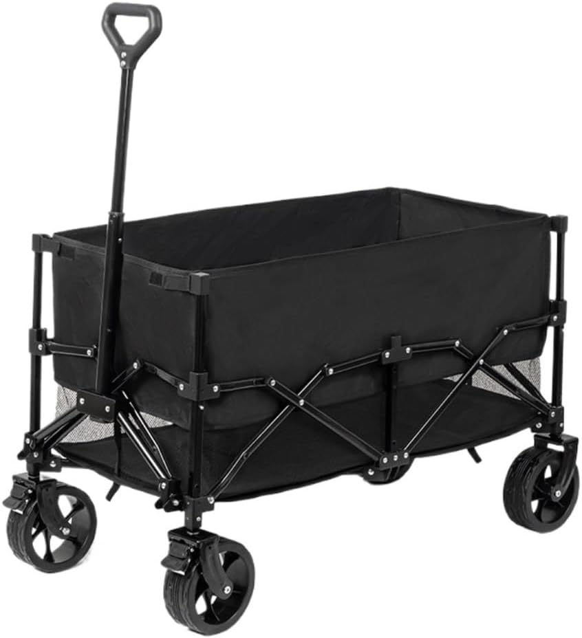 Portable Camping Cart,Outdoor Camping Beach Trolley Cart Foldable Trailer Portable Lift Trolley Black
