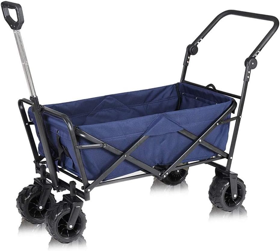 Portable Camping Cart,Trolleys, Garden Trolley, Folding Wagon Trolley Outdoor Cart Folding Camping Cart with Lining for Camping Garden Beach All Terrain with Rubber Wheels with B