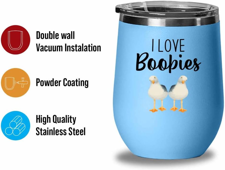 Bird Lover Blue Edition Wine Tumbler 12oz - Love Boobies - Hummingbird