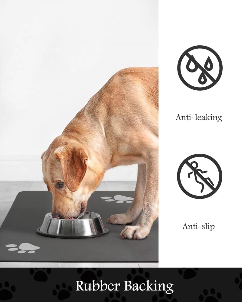 Pet Feeding Mat-Absorbent Dog Mat for Food and Water Bowl-No Stains Qu