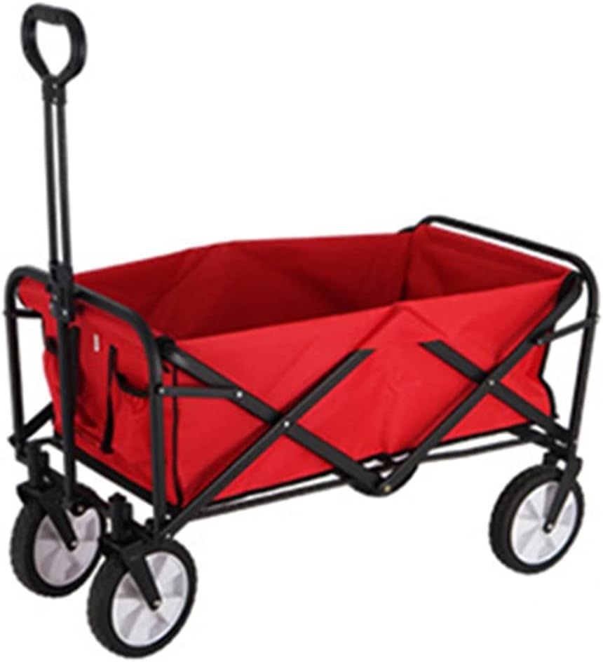 JSEIAJB Portable Utility Wagon Home Garden Wagon Cart with Storage Basket Folding Cart Camping Cart Outdoor Wagon 4 Wheels Beach Trolley(White-Dinosaur Doodle4)