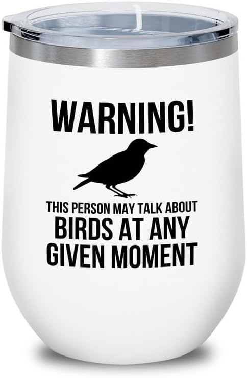 Birding White Edition Wine Tumbler 12oz - May talk about birds - Bird 