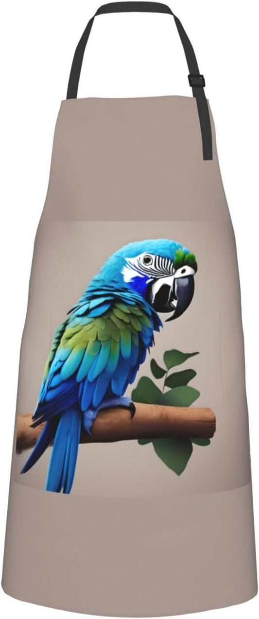 Blue Parrot Hugging 1 print Waterproof chef's apron with pocket apron for kitchen cooking baking barbecue and gardening