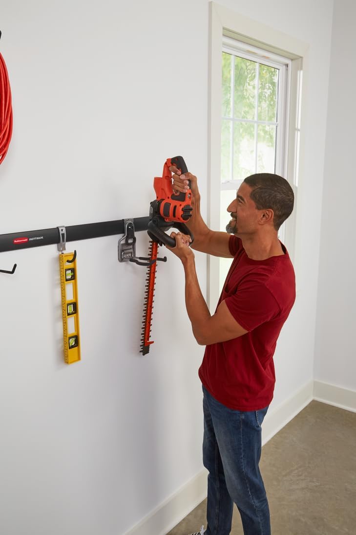 Rubbermaid Fasttrack Garage Storage Utility Hooks 7 Piece Black All in One Rail Hook Kit and Tool Organizer Heavy Duty for Home/Garage/Shed/Garden