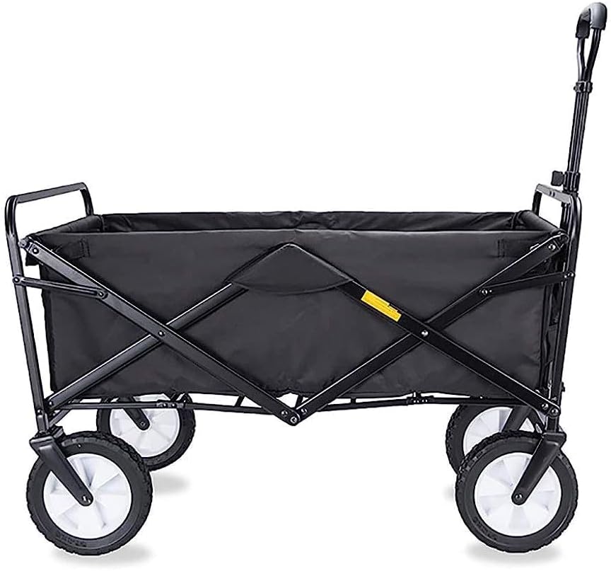 Handcart, Folding Garden Trolley Cart Heavy Duty Wagon Multi-Function Shopping Cart for Outdoor Camping Beach Supermarket with 4 Wheels, Load：80Kg/Red