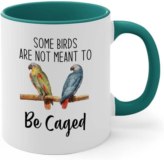 Bird Lover Two Tone Green Edition 11oz - Birds to be Caged - Hummingbird Nest Cage Parrot Dad Gardening Outdoor Birdwatcher Feeder