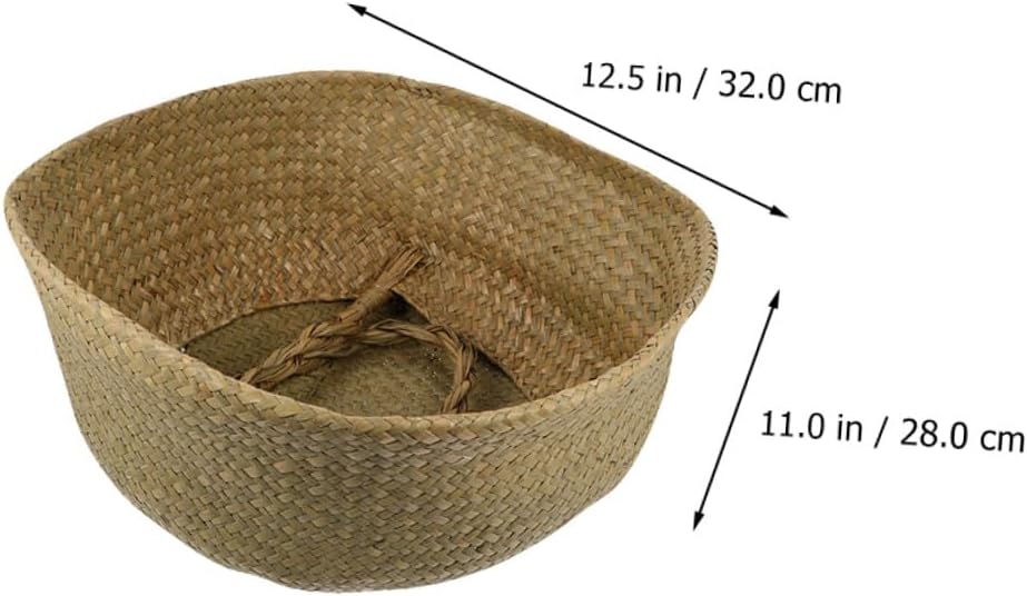 Woven Flowerpot Basket Handwoven Storage Bin Large Foldable Rattan Pla