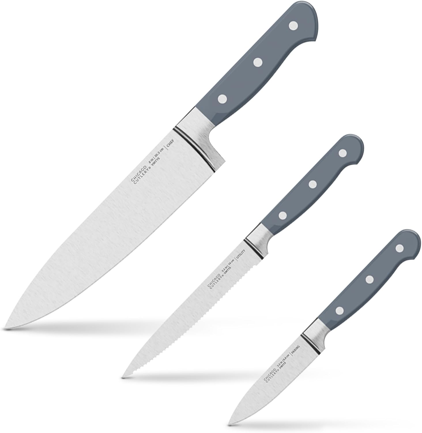 Chicago Cutlery Halsted (3-PC) Cutlery & Wooden Block Set, Ergonomic H