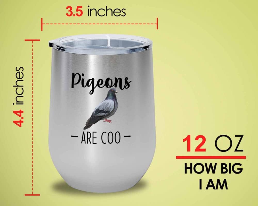 Bird Lover Silver Edition Wine Tumbler 12oz - Pgeons are coo - Humming