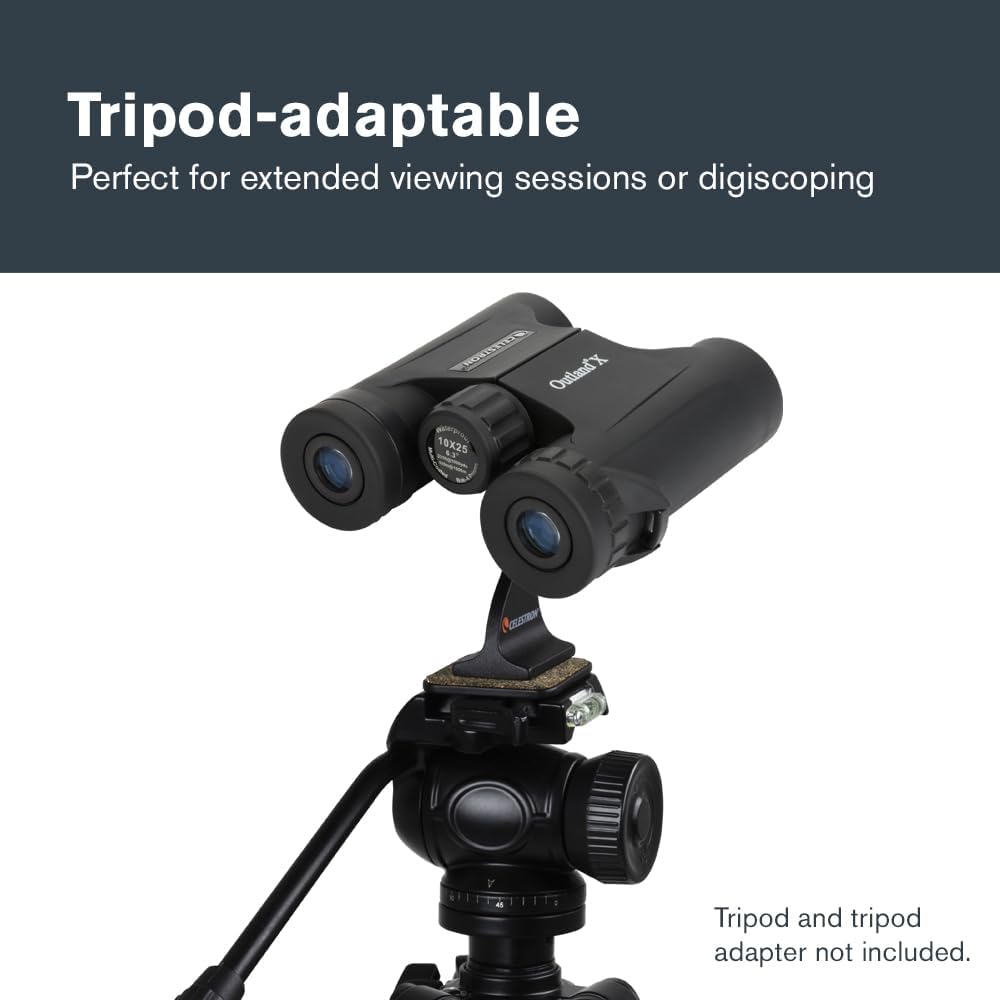 Celestron - Outland X 10x25 Binoculars – Ideal for Birding and Outdoors – 25mm Objective Lenses – 6.2° Field of View – BaK-4 Prisms – Multi-Coated – Waterproof and Fogproof