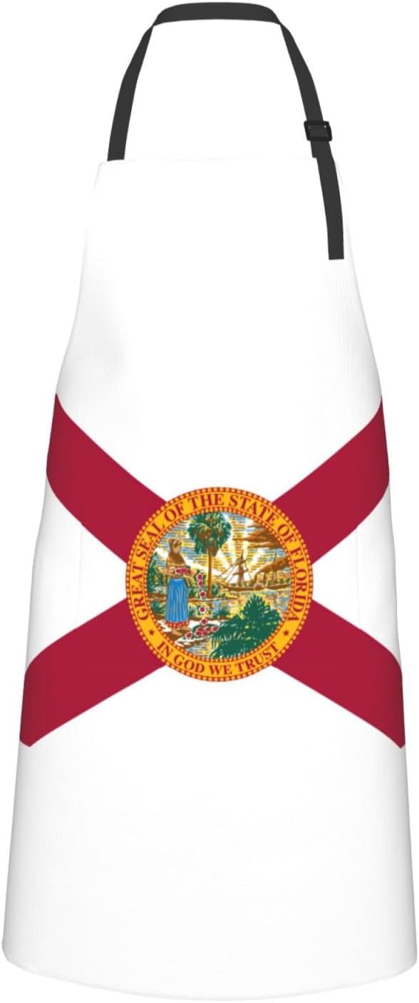 Flag of Florida Print 28 x 33in Waterproof Apron with Pockets Fashionable Versatile Smock for Baking
