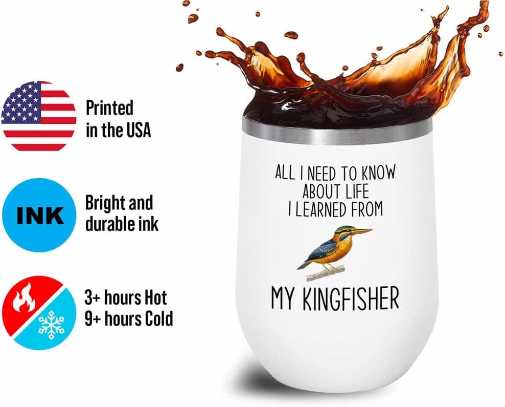 Bird Lover White Edition Wine Tumbler 12oz - Lfe my bird - Hummingbird