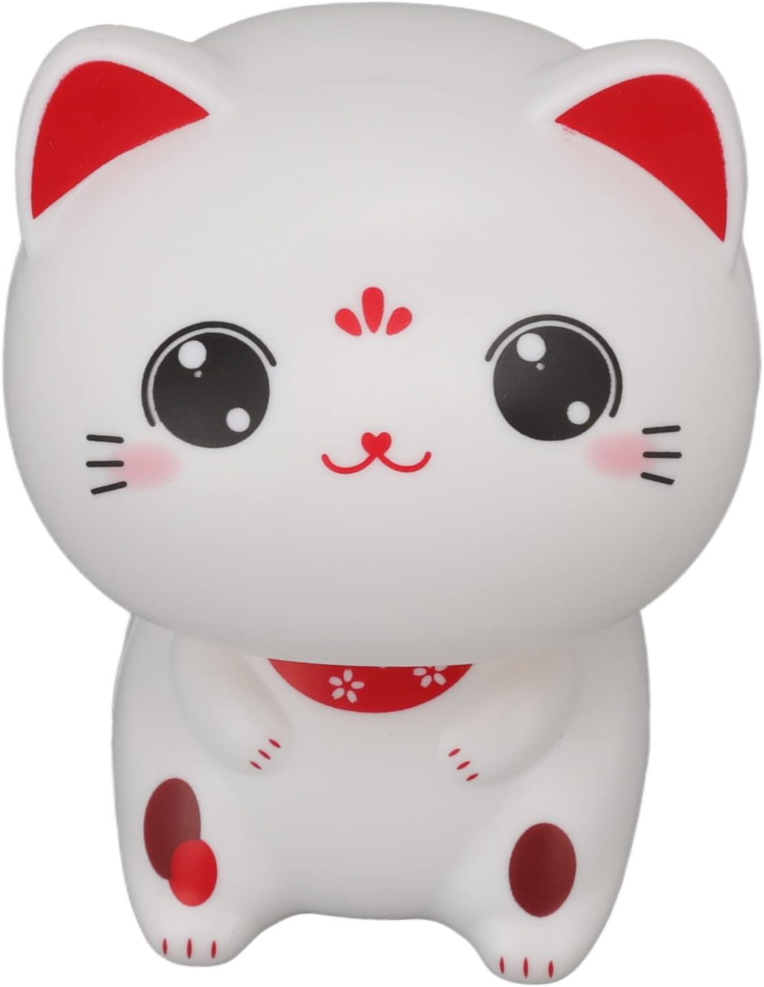 Cat Sculpture, Solar Light Induction Lucky Cat Statue Plastic Nodding Cute Ornament Decoration for Restaurants Car Dashboard (with Large Eyes)
