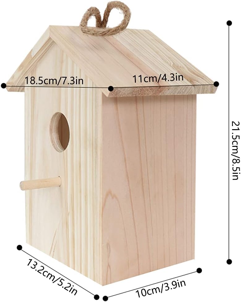 Clear View Window Bird House with Strong Suction Cups - Transparent Acrylic Back Wooden Birdhouse for Outdoor, Safe Nesting Box for Bluebirds, Finches, Chickadees, Educational Bird Watching Gift