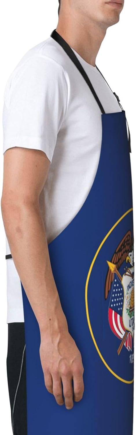 YANYU Utah Flag Print 28x33 In Kitchen Apron Stylish Chef Apron with P
