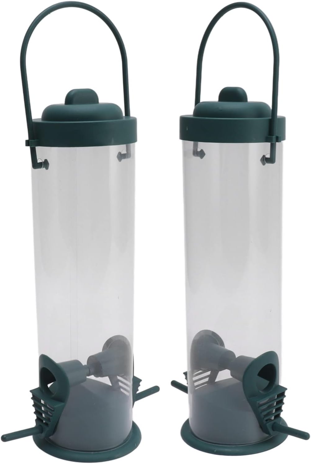 FLEXMAN 2 Set Bird Tube Feeder, 6.5cm Wide Opening Plastic Transparent Hanging Finch Feeder, Garden Decoration with 2 Vents 2 Ports for Outdoor