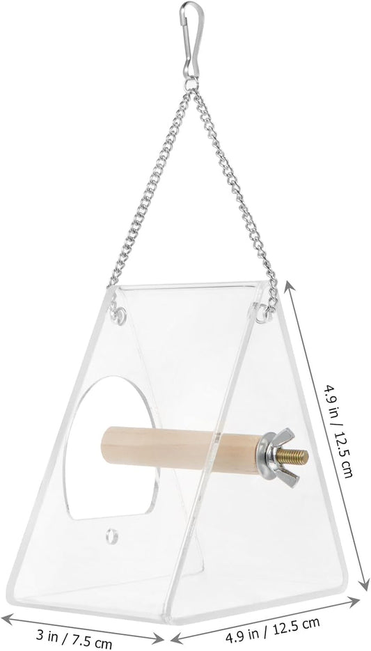 FAVOMOTO Acrylic Hanging Triangle Bird Feeder with Sucker Outdoor Bird Food Container for Window Feeding