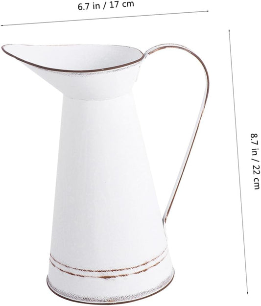 PRETYZOOM Vintage White Metal Flower Bucket Pot Set 2pcs Small Iron Fl
