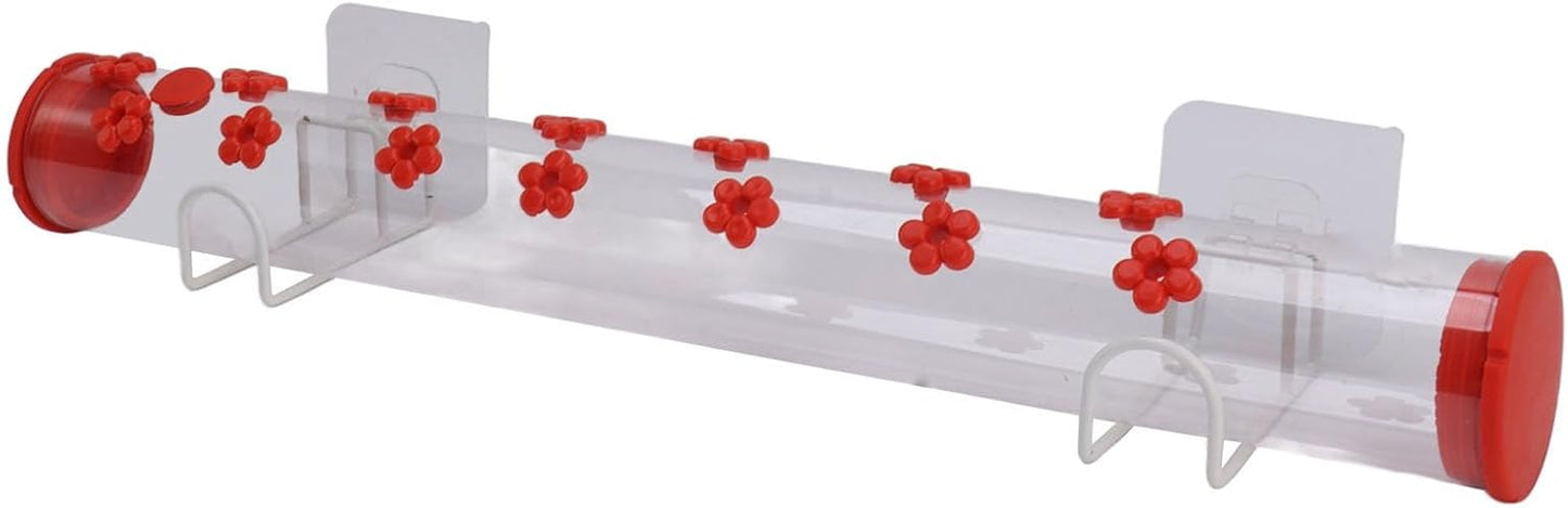 lyrlody Window Hummingbird Feeder 14 Ports Clear Acrylic Bird Feeder for Window with Flower Shaped Feeding Holes Secure Stable Attracts Multiple Hummingbirds
