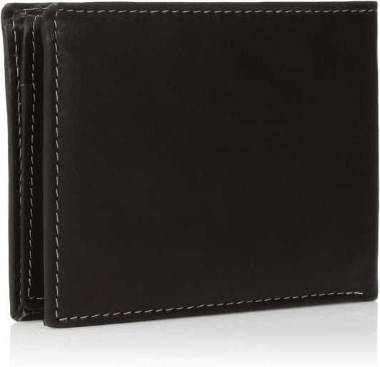 Steve Madden Men's Slim Leather Wallet with Extra Capacity Attached Fl