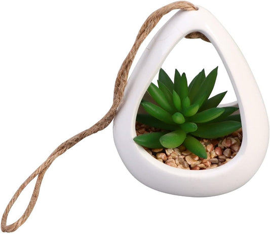 Milisten Artificial Succulent Plant Hanging Pot, Small Faux Lotus Desk
