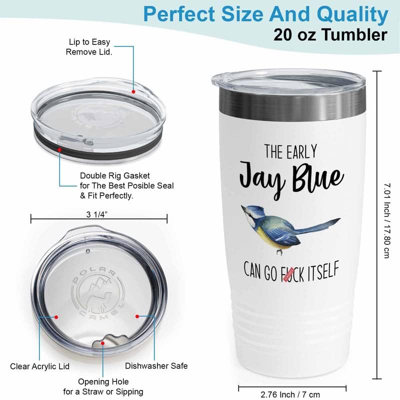 Bird Lover White Edition Viking Tumbler 20oz - Early Jay Blue go - Hum