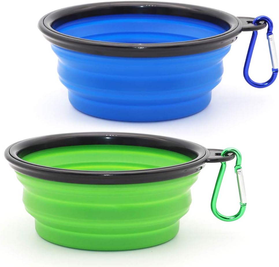 Dog Bowl Pet Collapsible Bowls, 2 Pack for Cats Dogs, Portable Pet Fee