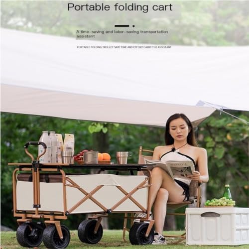 Portable Camping Cart,Outdoor Beach Trolley Cart with Foldable Design for Camping Picnic Grocery Shopping and Fishing Black