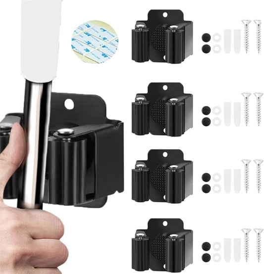 4Pcs peel and stick mop and broom holder wall mount Stainless Steel He