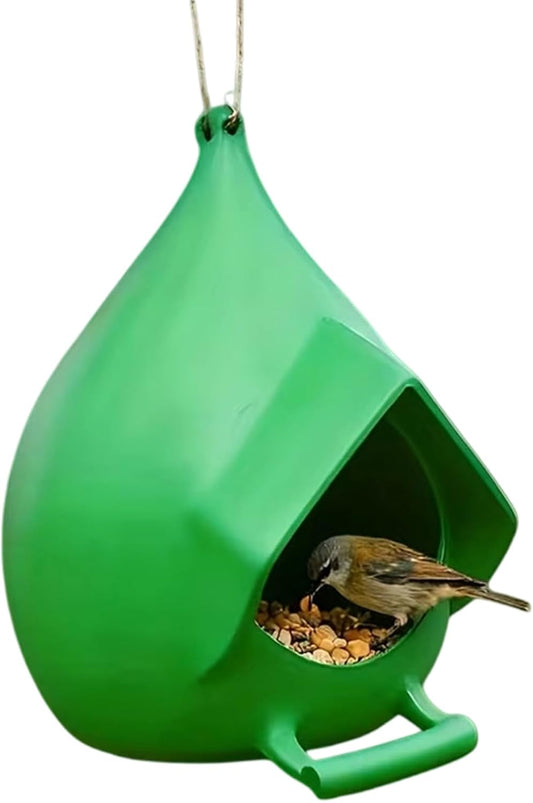 Outdoor Hanging Bird Feeder, 4.3x5.2x4.9 Inch 3D Printed Rainproof Seed Holder, Wild Bird Station for Backyard, Garden, Patio, Porch, Terrace, Outside