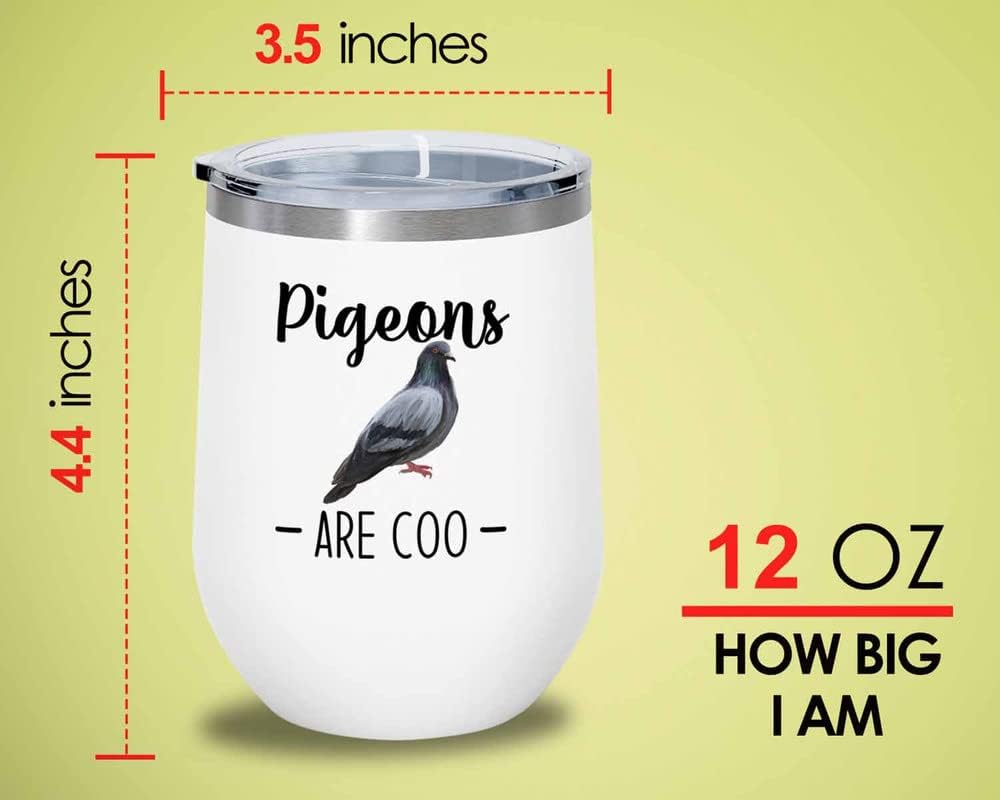 Bird Lover White Edition Wine Tumbler 12oz - Pgeons are coo - Hummingb
