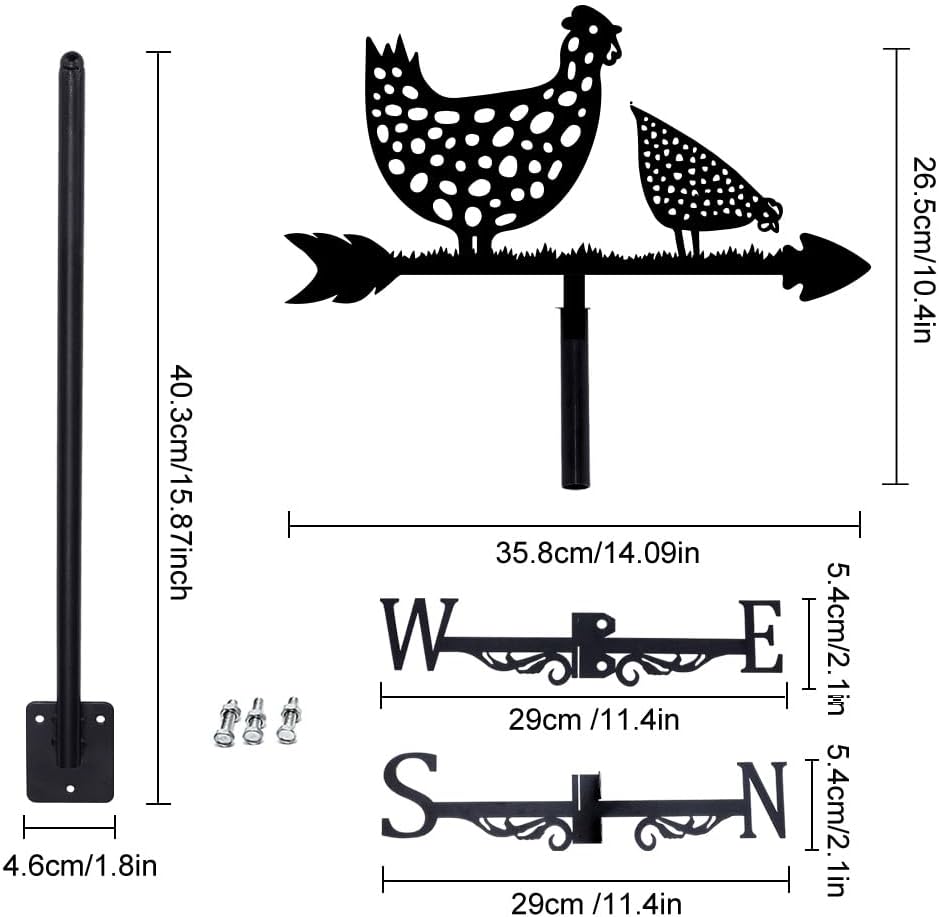 SUPERDANT Rooster Weathervane Hen Chicken Weather Vane for Yard Animal