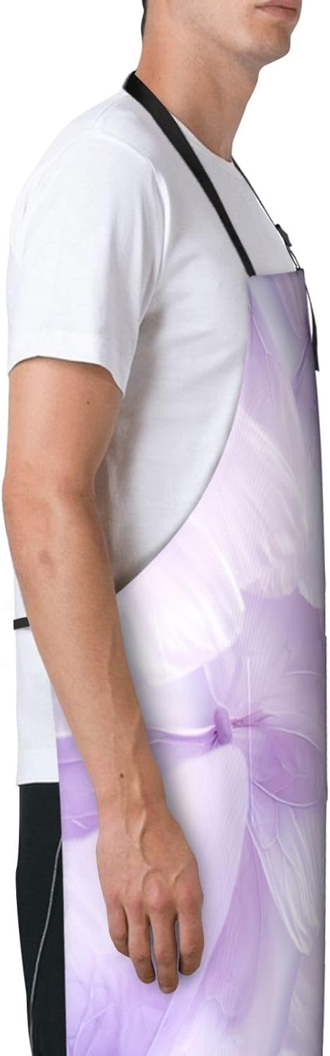 purple cute butterfly print Waterproof chef's apron with pocket apron for kitchen cooking baking barbecue and gardening