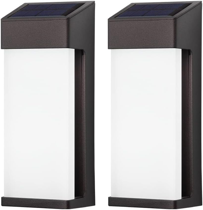 Wall Sconces Garden Lamps Fence 2-Pack Solar Lights Outdoor Sconce Modern Porch Lighting Fixtures Outside Lanterns Compatible with Door Front Patio Garage Entryway
