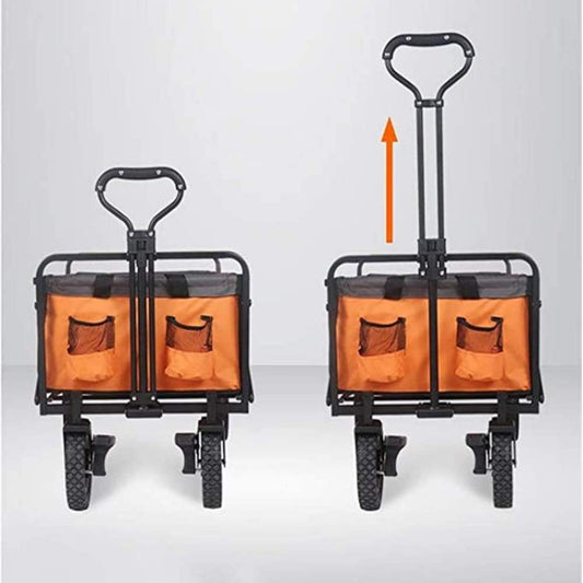 Shopping Folding Trolley,Folding Wagon Trolley Camping Cart with Brake Standing,Collapsible Portable Rolling Buggies Portable Pull Cargo Trailer