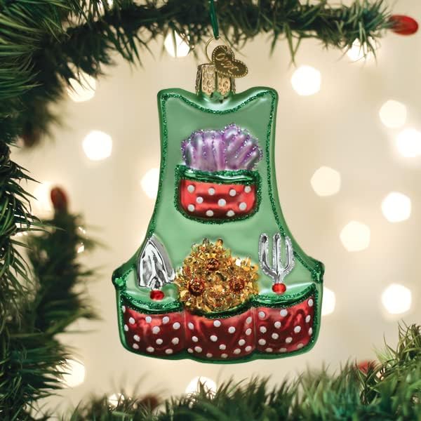 Old World Christmas Gardening Apron Glass Blown Ornament for Christmas