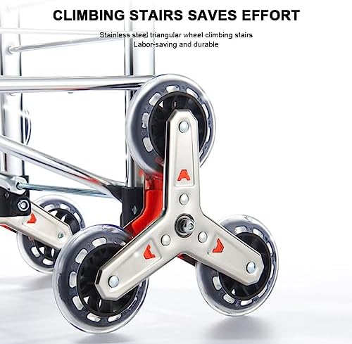 Heavy Duty Collapsible Wagon Cart with 8 Silent Universal Wheels, 360° Rotating Handle, 51KG Load Capacity, Foldable Folding Carts for Easy Stair Climbing and Transport