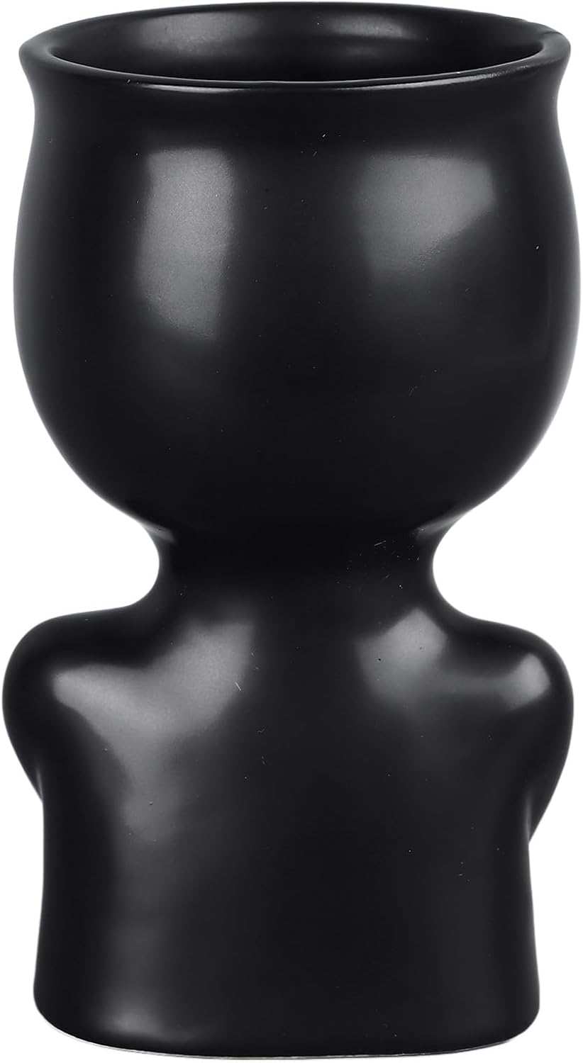 Pilipane Ceramic Face Planter Pot Nordic Style Modern Innovative Face Succulent Planter Pot for Home Office Hotel Desktop Ornaments (Black)
